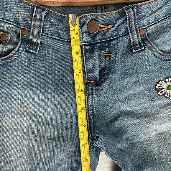 Zana Di Jeans | juniors sizing 3 low rise Y2K 90s flare jeans embroidered pearls - Picture 15 of 16